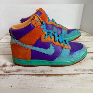 NIKE Dunk High sneakers 6.0 ‘Pure Purple Cyan Coral’ women’s sz 6 GOAT rare 2008